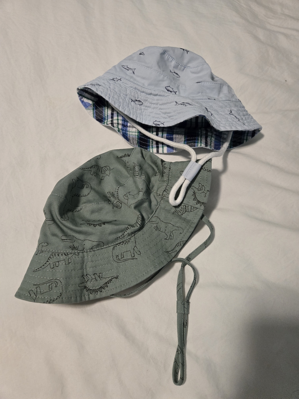 Baby Sun Hat / Bucket Hat - Light Blue & Sage Green Set Of 2